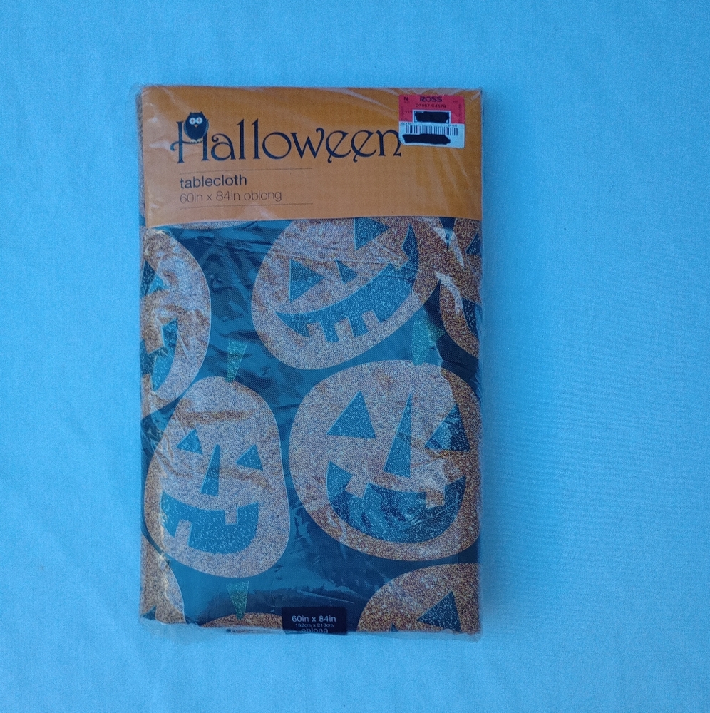 Peva Pumpkin Tablecloth Oblong Halloween Party Home Decor Holiday Festive Whimsy